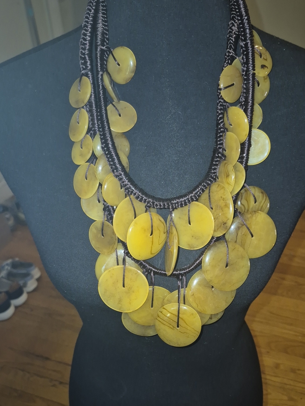 Sassy Jones Yellow Disc Statement Necklace